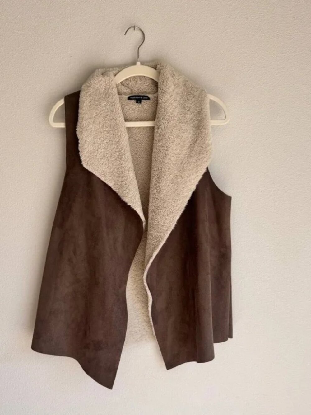 MADISON & LOLA Suede Shearling Vest